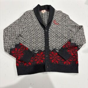 Brooks Brothers Red Fleece Fair Isle Shawl Collar Cardigan Italian Yarn Mens M